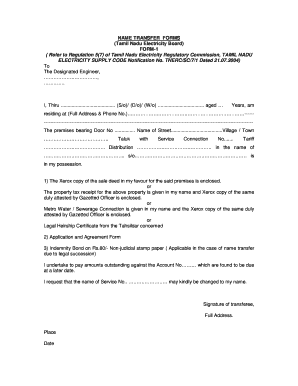 Tamil Nadu Electricity Board Name Transfer Forms