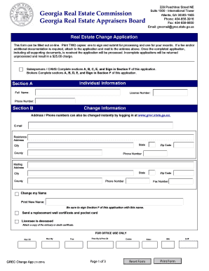 Georgia Real Estate Change Application