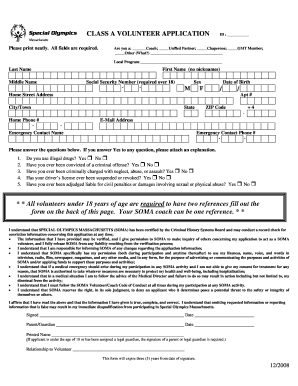 Special Olympics Massachusetts Volunteer Application