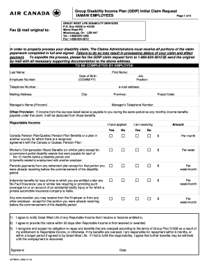 Group Disability Income Plan Initial Claim Request