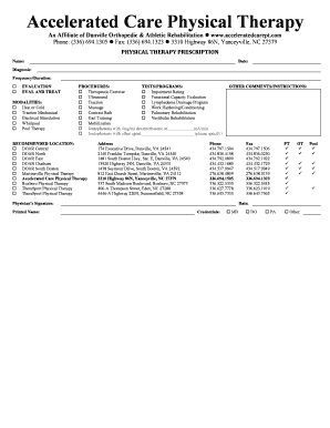 Physical Therapy Prescription Form