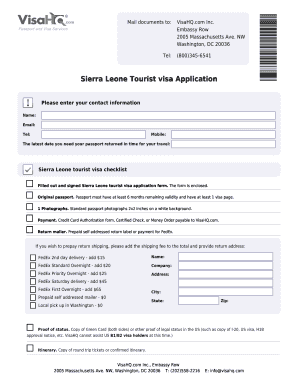 Sierra Leone Tourist Visa Application