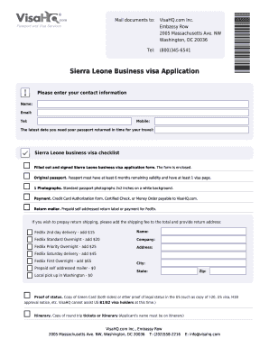 Sierra Leone Business Visa Application