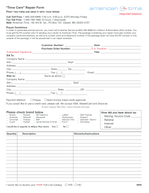 Time Care Repair Form