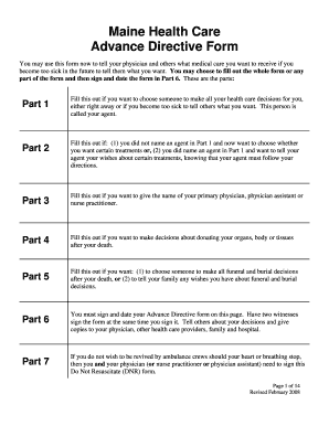 Maine Health Care Advance Directive Form