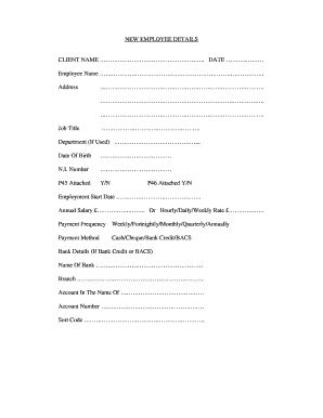 New Employee Details Form