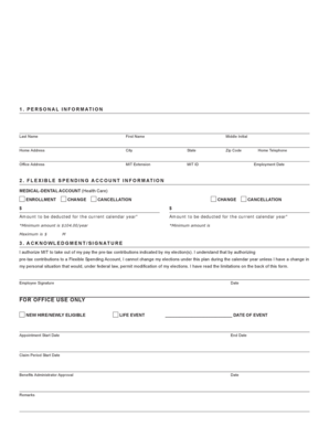 MIT Flexible Spending Account Enrollment Form