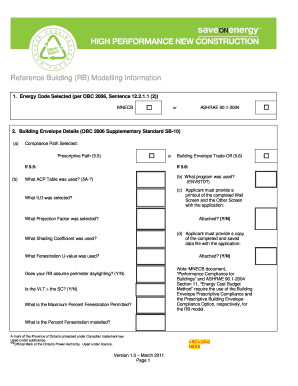 Ontario Reference Building Modelling Information Form