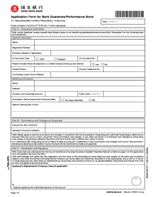 Bank Guarantee/Performance Bond Application Form