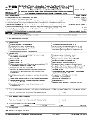 Form W-8IMY Certificate