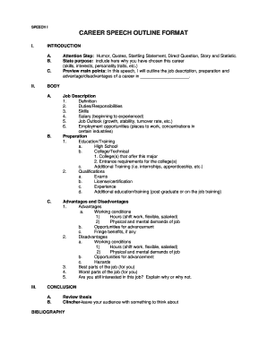 Career Speech Outline Template