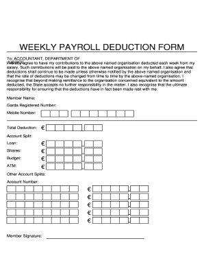 Weekly Payroll Deduction Form