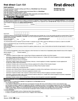 first direct Cash ISA Transfer Form