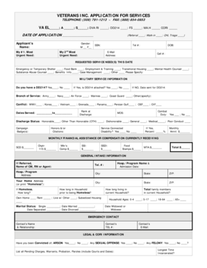 Veterans Inc Application for Services