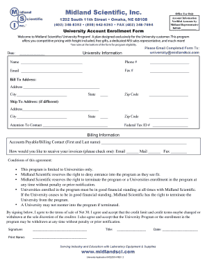 Midland Scientific Account Information Form