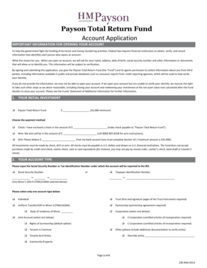 Payson Total Return Fund Account Application