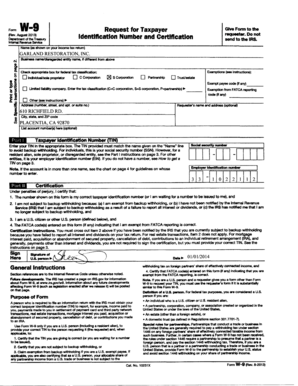 IRS Form W-9 Request for Taxpayer Identification Number and Certification