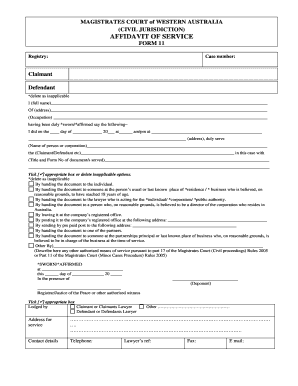Affidavit of Service Form 11
