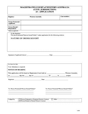 Magistrates Court Application Form