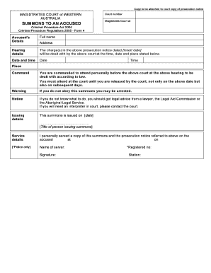 Criminal Procedure Summons Form 4