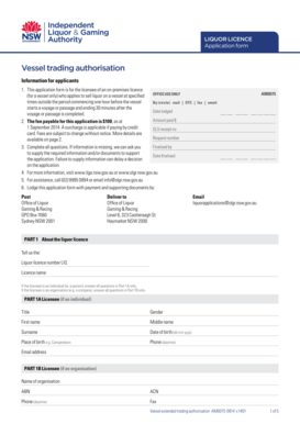 Liquor Licence Application Form