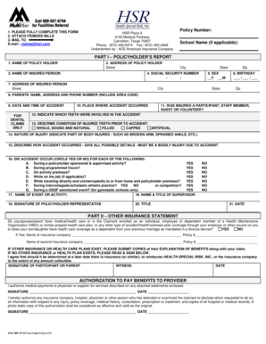 Health Special Risk Insurance Claim Form