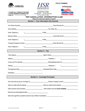 Trip Cancellation / Interruption Claim Form