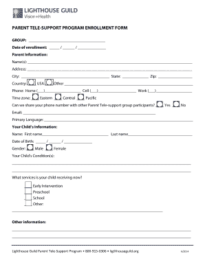 Parent Tele-Support Program Enrollment Form