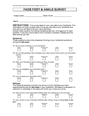 Foot and Ankle Outcome Score (FAOS) Survey