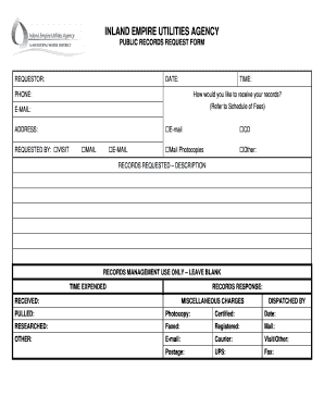 Inland Empire Utilities Agency Public Records Request Form
