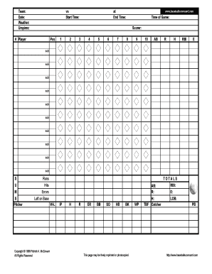 Baseball Scorecard Template