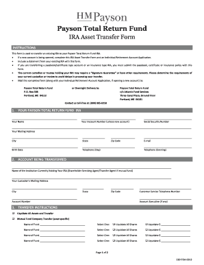 Payson Total Return Fund IRA Asset Transfer Form