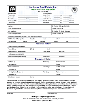Residential Lease Application