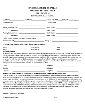Episcopal School of Dallas Student Health Forms