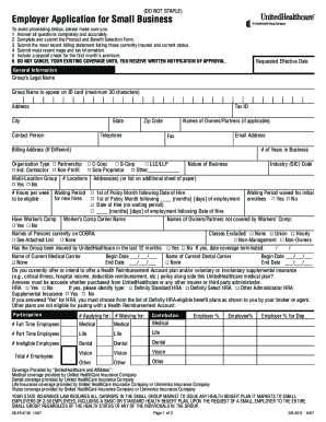 Employer Application for Small Business Health Insurance