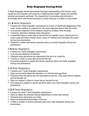 Body Biography Scoring Guide