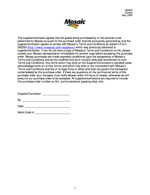 Mosaic Purchase Order Terms and Conditions