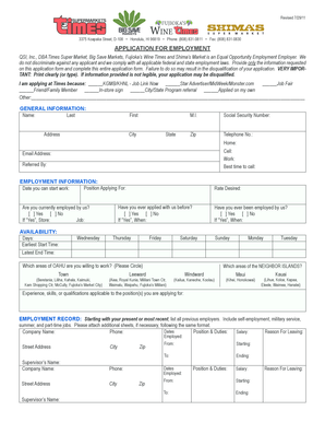 Application for Employment