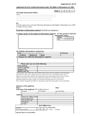 Right to Information Act Application Form