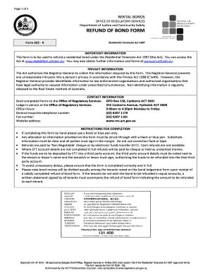 Refund of Bond Form