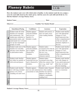 Fluency Rubric Assessment Form