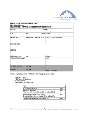 Dog/Cat License Application