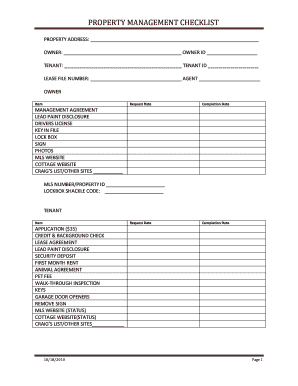 Property Management Checklist