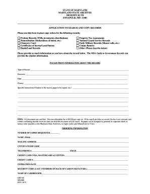 Maryland State Archives Record Search Application