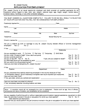 St. Joseph County Employment Application