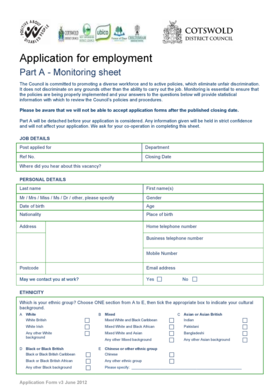UK Council Employment Application Form