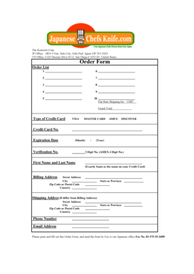 Kencrest Corp Order Form