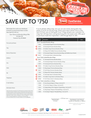Tyson Wings Mail Rebate Form