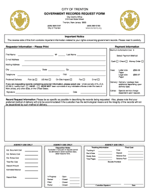 New Jersey Government Records Request Form