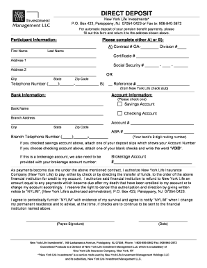 New York Life Direct Deposit Form